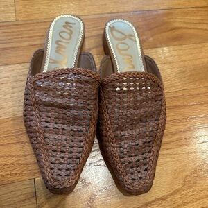 Sam Edelman Brown Woven Leather Mules